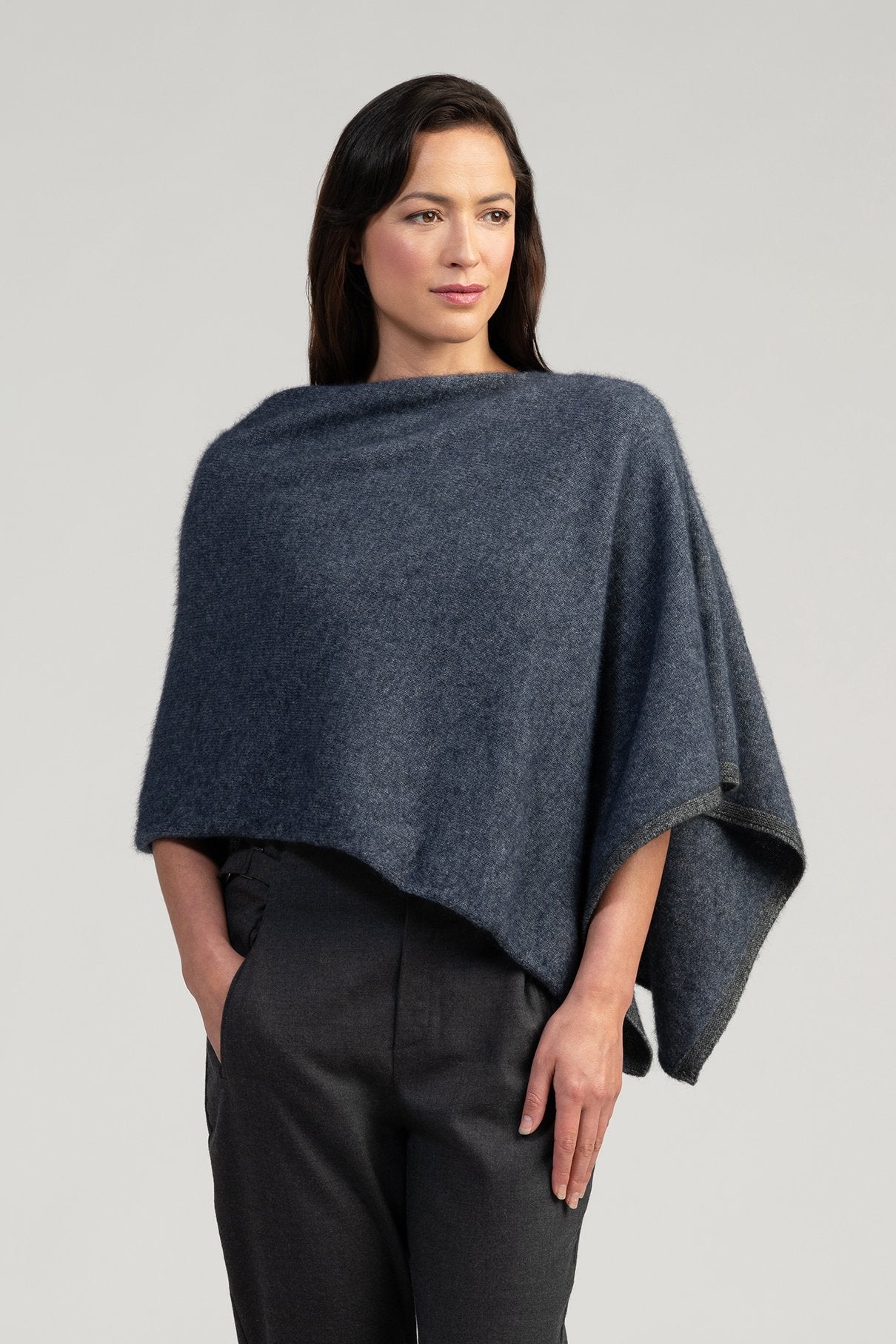 Two Tone Poncho Womens