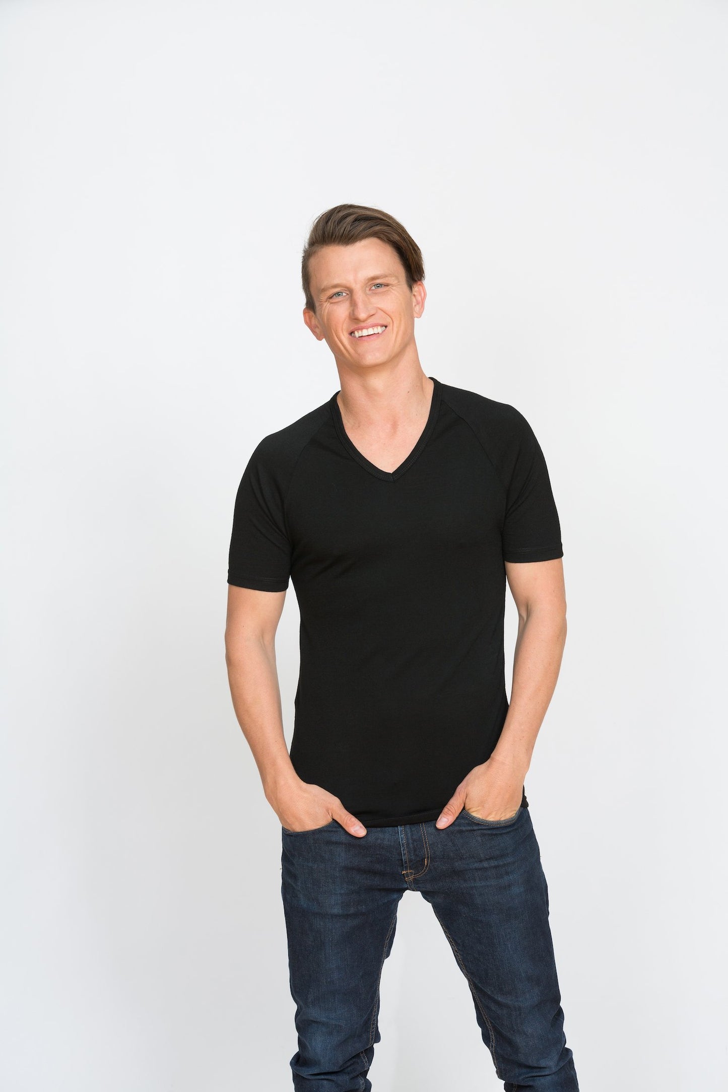 Short Sleeved V Neck Top Mens