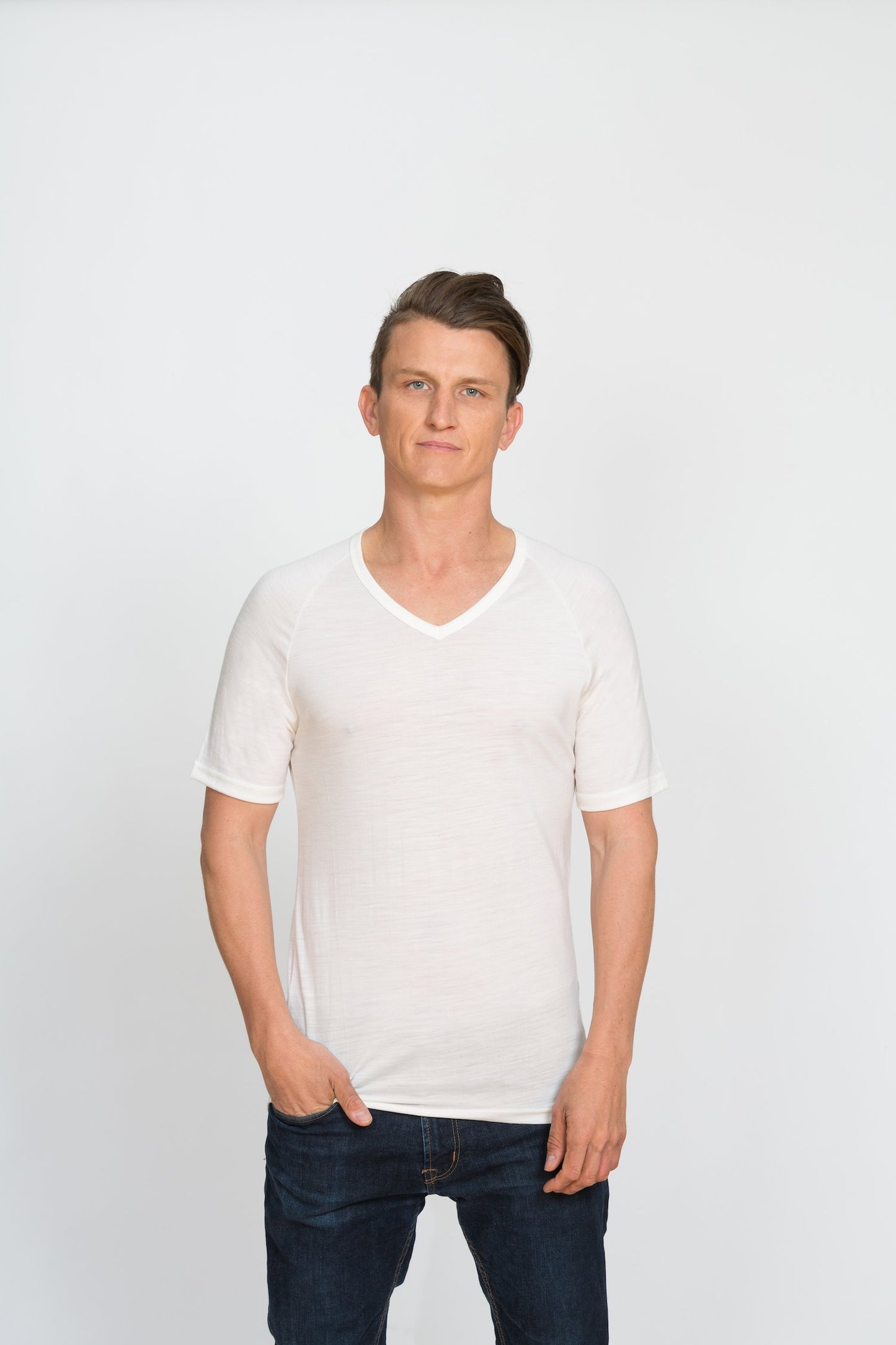 Short Sleeved V Neck Top Mens