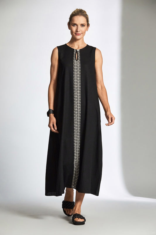Peruzzi Long Linen Contrast Dress