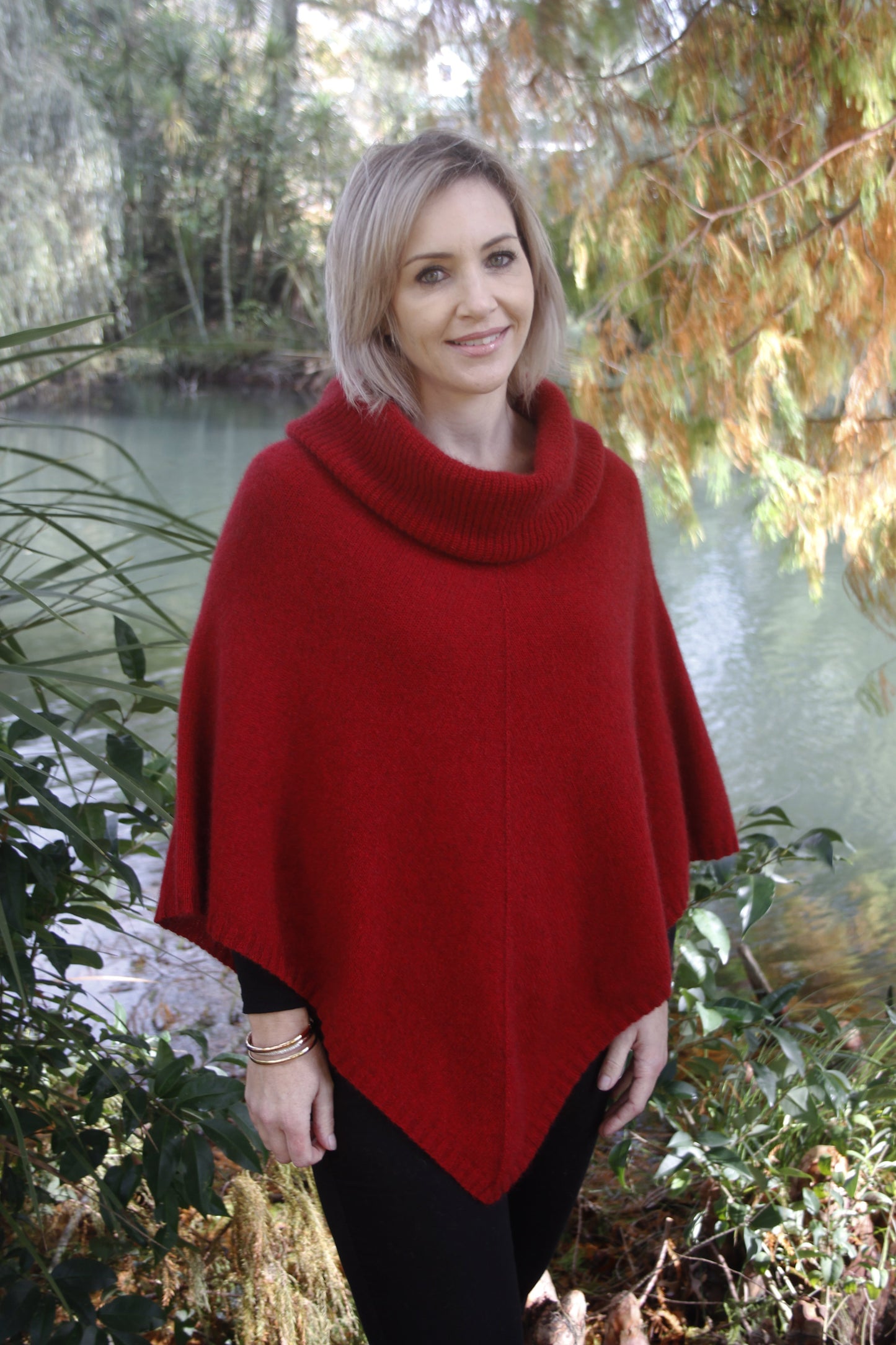 Cowl Neck Poncho Womens