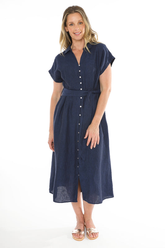 Belted Linen Dress