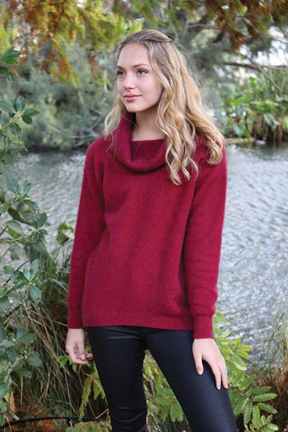 Curved Hem Cowl Neck Jumper Womens