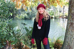 Relaxed Cable Scarf With Rabbit Fur Pompom Accessories