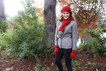 Relaxed Cable Beanie With Rabbit Fur Pompom Accessories