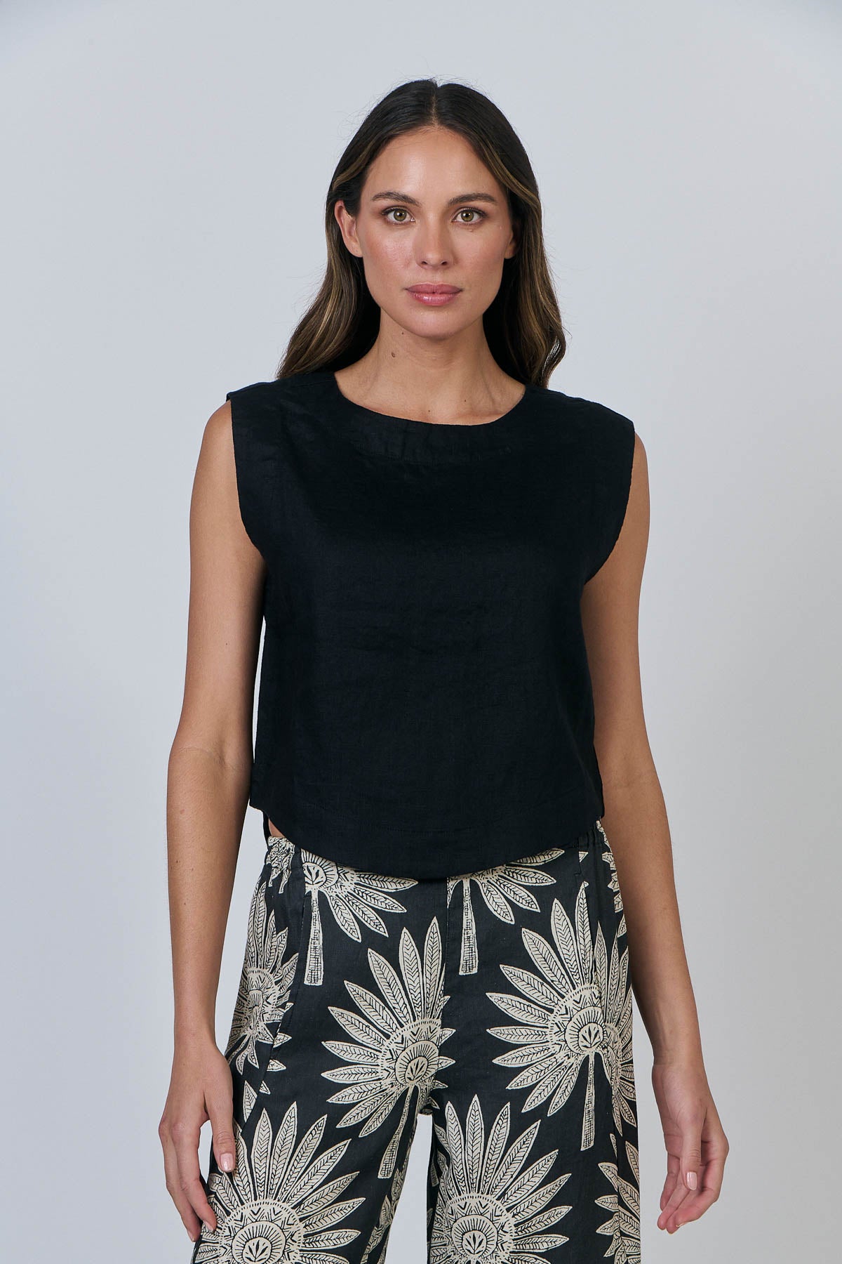 Linen Button Back Tank