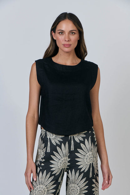 Linen Button Back Tank