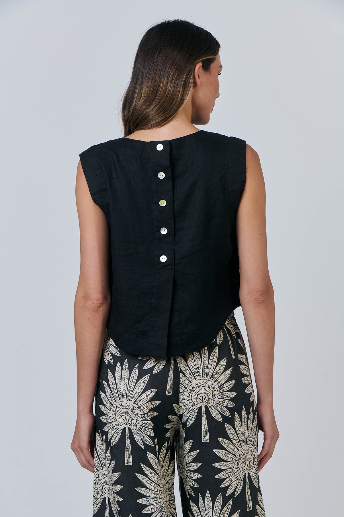 Linen Button Back Tank