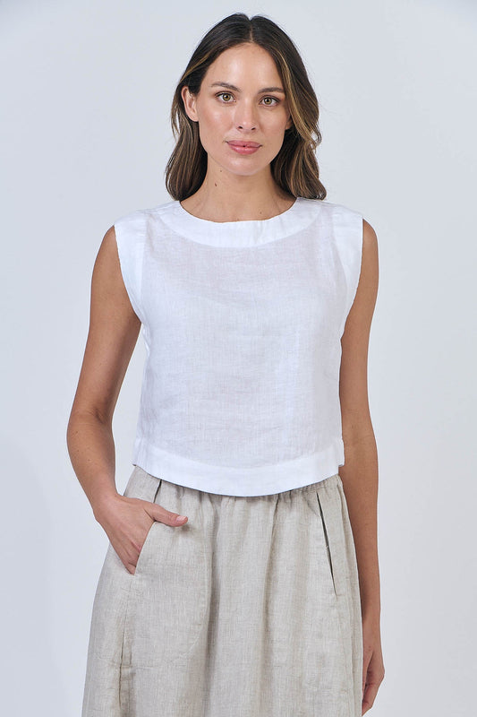 Linen Button Back Tank