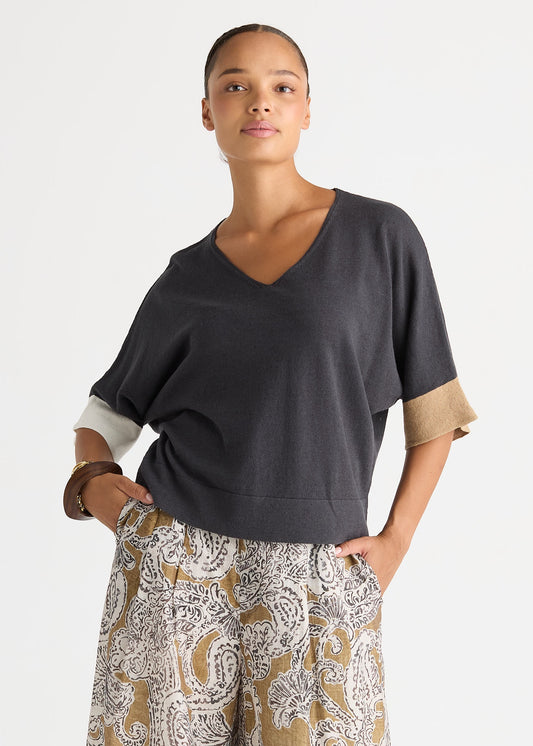 Contrast Cuff Top
