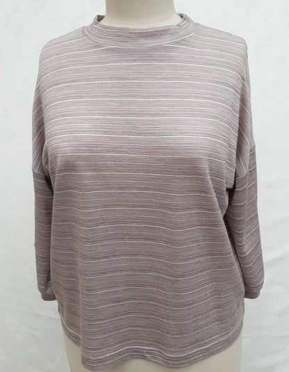 Round Neck Button Sleeve Box Top Womens