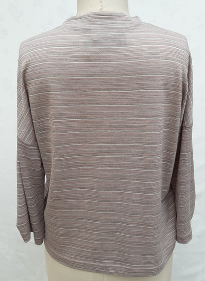 Round Neck Button Sleeve Box Top Womens