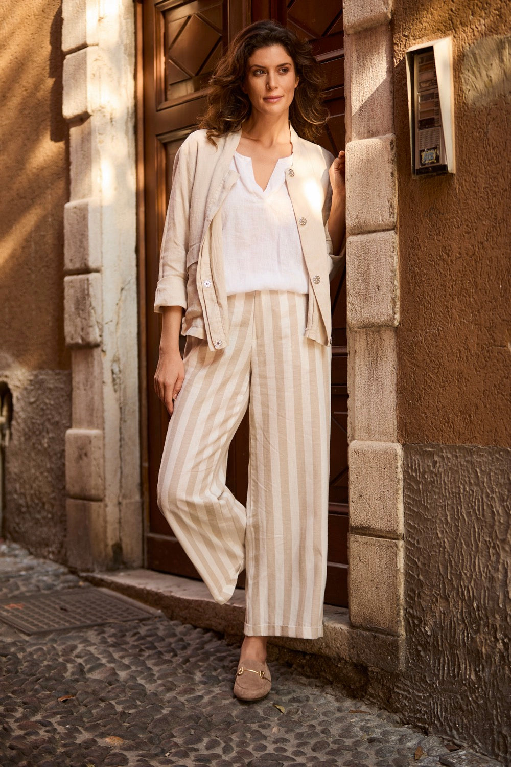 Peruzzi Striped Linen Trouser