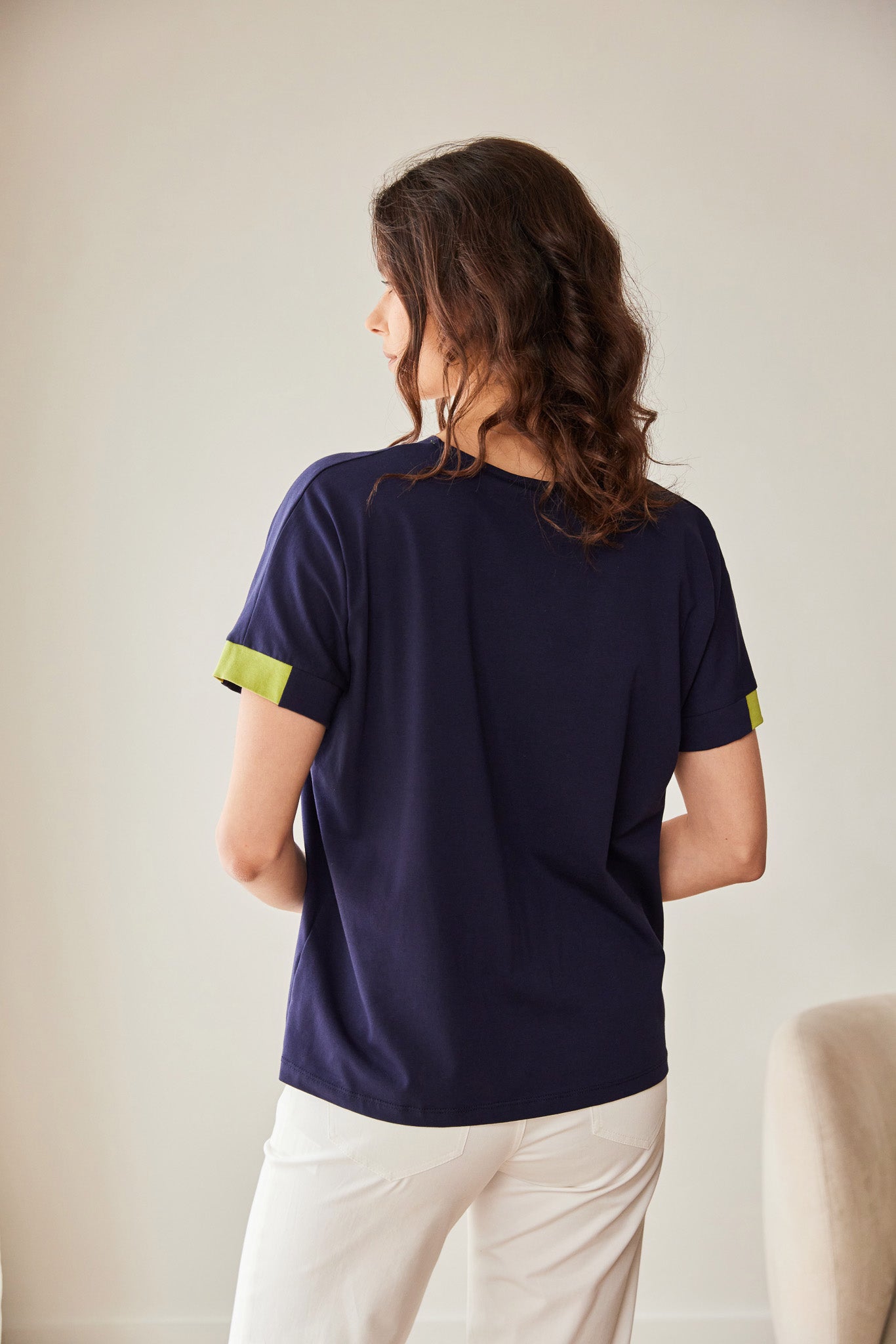 Stripe top V neck