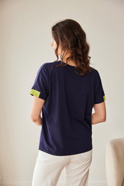 Stripe top V neck