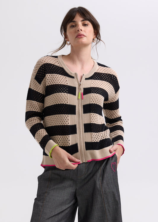 Pointelle Zip Cardi